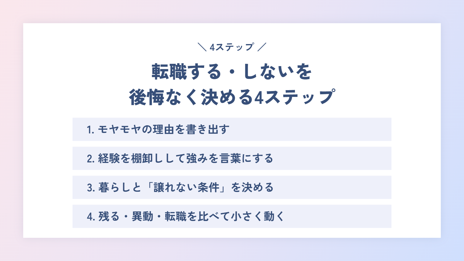 転職する・しないを後悔なく決める4ステップ