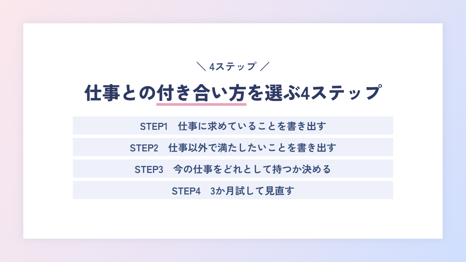 仕事との付き合い方を選ぶ4ステップ