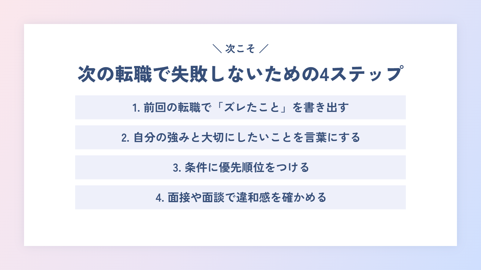 次の転職で失敗しないための4つのステップ