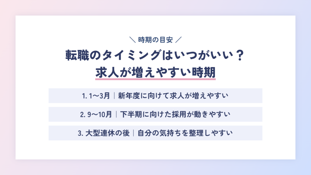 転職のタイミングはいつがいい?求人が増えやすい時期