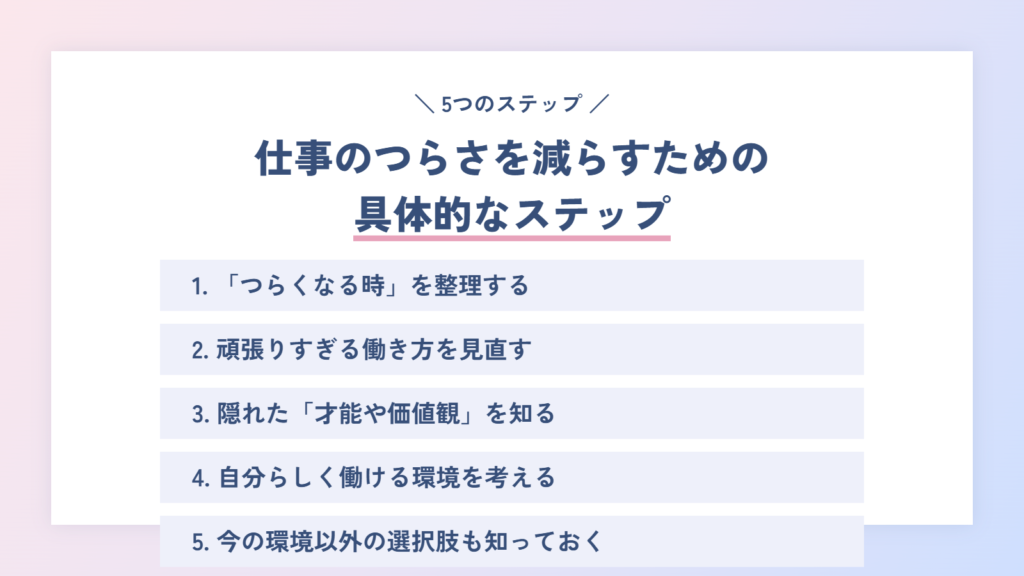 仕事のつらさを減らすための具体的なステップ